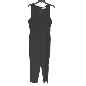 ALI & JAY‎ Black Sleeveless Draped Front V-NeckJumpsuit Wide Leg Size Large